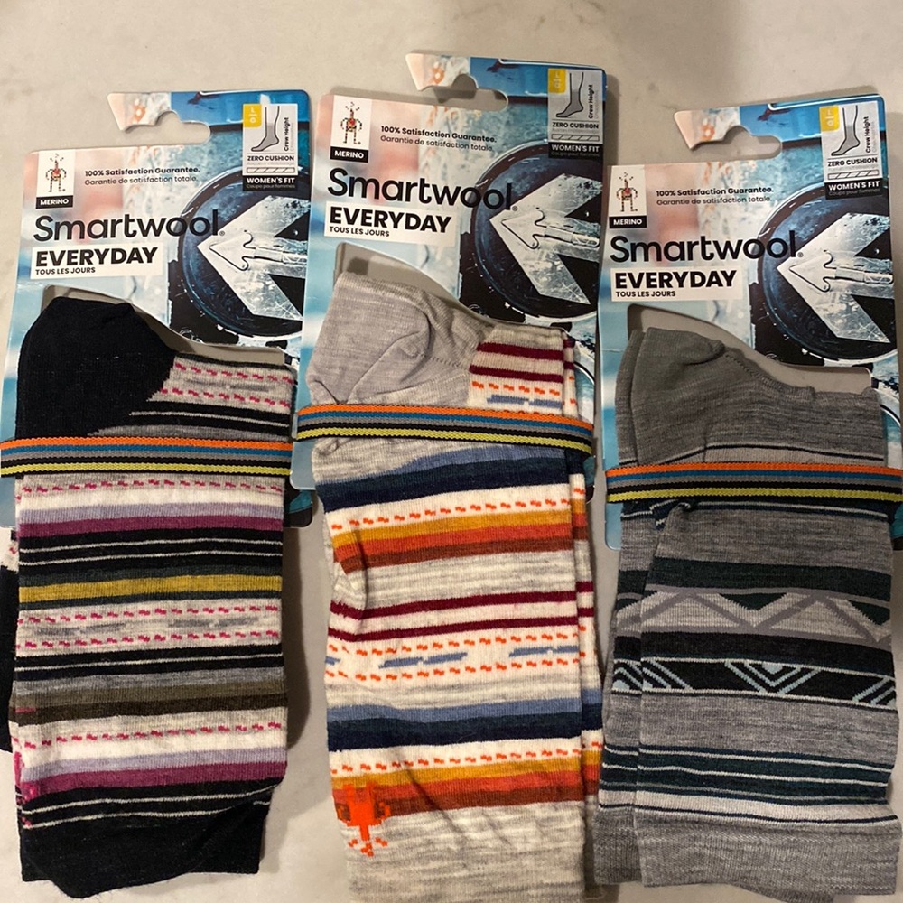 Three pairs of ladies Smartwool Everyday socks.